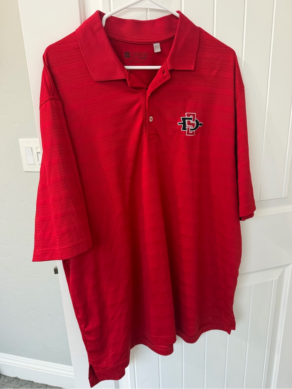 SDSU Red Men's Polo with Embroidered Logo